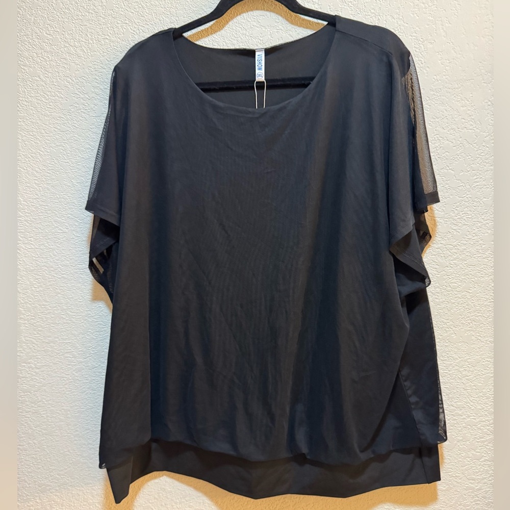 VIIShow Black Sheer Blouse 3x NWT